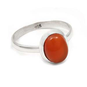 Bague en pierre de cornaline naturelle avec certificat IGI, argent sterling 925, pierre ovale, bijoux bohèmes pour filles et garçons - Product Image 5
