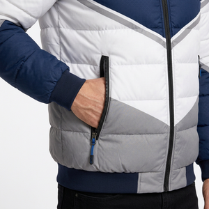 Storm Fit Men's Puffer <b>Jacket</b> Winter Windproof Stand Collar Zipper Closure Color Mountain Print Sporty Style - Product Image 4