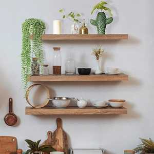 Black Wooden <b>Adjustable</b> Interlocking Wall <b>Shelf</b> Floating Storage Display Rack Modern Style Single Tier Wall Mounted Holder - Product Image 5