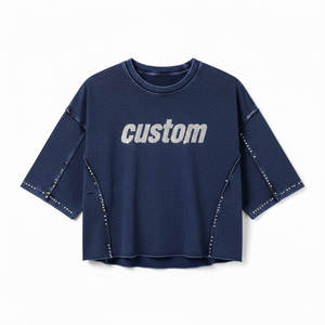 Fabricant de T-shirts délavés à l'acide avec strass, Fournisseur OEM en gros, Marques privées, Collections de vêtements pour startups - Product Image 5