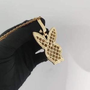 Charm Moissanite Jewelry Hiphop 925 <b>Silver</b> Iced Out Play Rabbit <b>Necklace</b> <b>Pendant</b> for <b>Men</b> and Women - Product Image 2