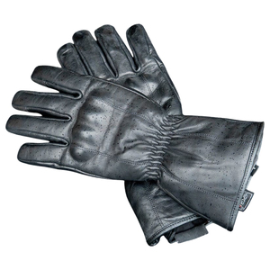 Guantes de Motocicleta Deportivos Unisex de Cuero Negro con Protección en los Nudillos, Palma Acolchada, Correa de Muñeca Ajustable y Puño Tipo Guantelete - Product Image 5