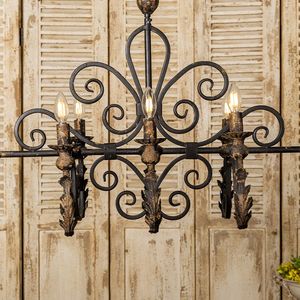 Lampadario a candela in ferro battuto a 6 luci stile Country americano plafoniera da pranzo lampade a sospensione - Product Image 2