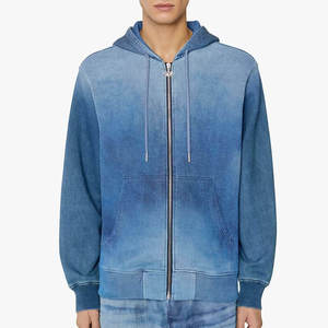 Sudadera con Capucha de Mezclilla Unisex de la Mejor Calidad, Azul, Lavado a la Piedra, Antiarrugas, Oversize, con Logotipo Personalizado Bordado - Product Image 4