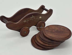 Posavasos portátiles con soporte para carrito Posavasos de madera naturales y ecológicos de buena calidad y tablero de exhibición de té y café por TCD - Product Image 4