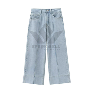 Pantalon large bleu marine pour femme, taille haute, coupe ample, longueur complète, décontracté, jambe droite, pantalon de mode, à porter au quotidien - Product Image 6