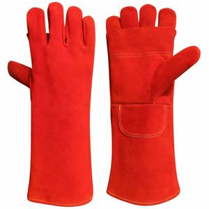 Leather Welding <b>Gloves</b> 11 oz Heat-Resistant <b>Long</b> Breathable Safety MIG TIG Stick Bite-Resistant Animal Handling BBQ Fireplace - Product Image 3