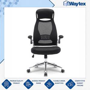 Top Class Quality ZIBAL High-Back Mesh Desk <b>Chair</b> with Chrome <b>Base</b> and Flip-Up Armrests for Daily Home & <b>Office</b> Comfort - Product Image 3
