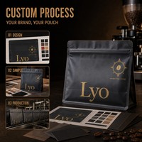 Faible MOQ 100 PCS, Sachet à fond plat personnalisé avec logo, conception gratuite, sachet refermable pour grains de café, collations et aliments