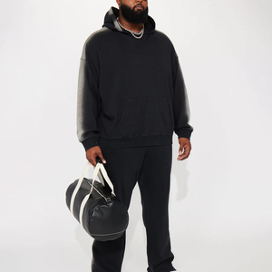 Sudadera con Capucha Casual de Invierno, Diseño Europeo, Negra, 500/600GSM, Mezcla de Algodón y Poliéster, Bolsillo en la Capucha, Corte Holgado con Hombros Caídos, para Hombre - Product Image 2