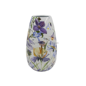 Hot Selling <b>Set</b> of 3 Luxury Iron Flower <b>Vase</b> Decal Enamel Finished Large Size Metal Pot for Home & Tabletop Decor Customized - Product Image 1