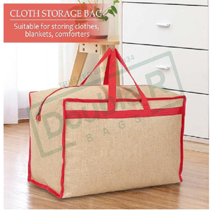 กระเป๋าเก็บของขนาดใหญ่พิเศษ Eco Jute พร้อมหูหิ้ว พับเก็บได้ ใช้จัดระเบียบเสื้อผ้า ผ้าห่ม ผ้านวม สำหรับจัดเก็บของใช้ในบ้าน - Product Image 4