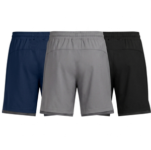 Pantaloncini Sportivi da <span class=keywords><strong>Uomo</strong></span> in Tinta Unita ad Asciugatura Rapida, Stile <span class=keywords><strong>Bermuda</strong></span> con Vita Elastica, Abbigliamento Casual 100% Poliestere Grigio <span class=keywords><strong>Blu</strong></span> <span class=keywords><strong>Navy</strong></span> Nero - Product Image 2