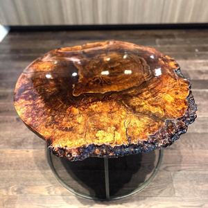 Golden Ember Burl Wood <b>Epoxy</b> Side <b>Table</b> – Handcrafted Live Edge <b>Coffee</b> <b>Table</b> with Resin Finish Molten Gold <b>Epoxy</b> Side <b>Table</b> - Product Image 3