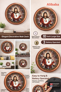 Liviya Jesus Wall <b>Clock</b> Religious Christian Decor Silent Quartz Plastic <b>Digital</b> Printing Personalization Mother's Day Christmas - Product Image 2