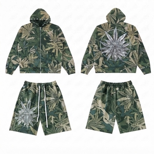 Unisex Straight Short Sweatsuit Manufacture <b>Oversized</b> Tracksuit Sweat Pants and Hoodie Set <b>Jogger</b> With Open Bottom Pants - Product Image 5