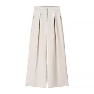 Women's Elegant Two Piece <b>Set</b> Sleeveless <b>Blazer</b> With Notched Collar And Wide Leg Pants Solid Color Women's Clothing - Product Image 4
