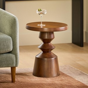 Handcrafted Walnut Wood Sculptural <b>Side</b> <b>Table</b> | Wholesale Wooden Accent <b>Table</b> - Product Image 2