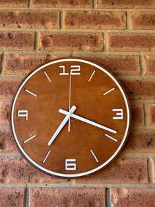 Handmade Silent Wooden Wall <b>Clock</b> - Unique Art with <b>White</b> color numbers with <b>White</b> color <b>clock</b> Hand - Product Image 5