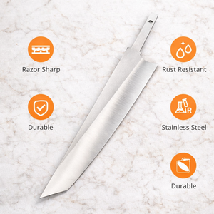 มีดเชฟสแตนเลสแบบมืออาชีพ ใบมีดเปล่าไม่ผ่านการตกแต่ง  มีดครัวแบบเปล่า รับผลิตตามสั่ง ขายส่ง - Product Image 6