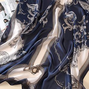 100% Silk Twill Square Scarf Custom Digital Print Women Fashion Neck Wrap <b>Shawl</b> Wholesale Bandana Headscarf OEM ODM 90x90cm - Product Image 6