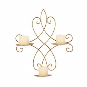 Ensemble de 2 appliques murales en métal doré, porte-bougies en fer, design moderne, décoration de Noël, décoration de mariage, durable - Product Image 3