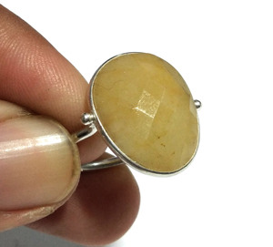 Anillo con Incrustaciones de Zafiro Amarillo Natural, Plata de Ley 925, Engaste en Bisel, Estilo Bohemio Ovalado, Anillo de Diseño para Unisex - Product Image 5