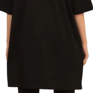 Camiseta Negra Oversize de Manga Corta para Mujer, Cuello Redondo, Ajuste Holgado, Estilo Casual, Larga, Básica, Top de Streetwear, Prenda Diaria - Product Image 2