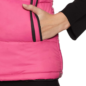 <b>Women's</b> Pink Color Blocked <b>Puffer</b> Vest With Zipper Stand Collar Windproof Quilted Outerwear Casual Winter Layering <b>Gilet</b> - Product Image 4