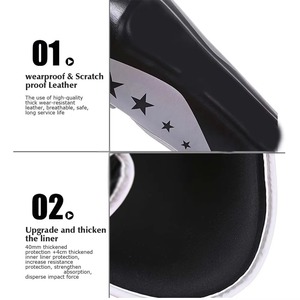 Protège-tibias en PU pour adultes, noir avec étoiles, fermeture auto-agrippante, équipement de protection léger pour le sport, toutes saisons - Product Image 6
