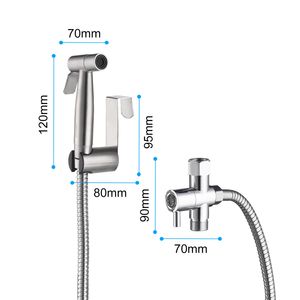 Kit de pulvérisateur de bidet en acier inoxydable à main facile à installer grande pression d'eau pour se baigner animaux de compagnie hygiène féminine couche de toilette - Product Image 4