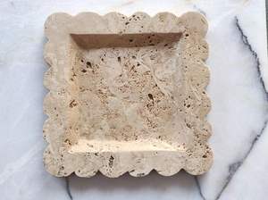 Bandeja Redonda de Piedra de Travertino Hecha a Mano, Plato de Servir de Mármol Beige Natural para Cocina, Comedor y Decoración del Hogar - Product Image 2