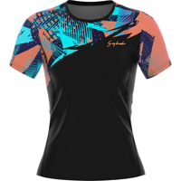 Rashguard unisexe à manches courtes, imprimé par sublimation, respirant, séchage rapide, anti-UV UPF50+, noir, rose, bleu, motif géométrique, sport