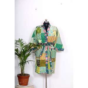 Vestido Midi Himanshi de Algodón Hecho a Mano en India, Estampado Floral, Tela Natural Cómoda, Informal, de Uso Diario, Manga Larga, Transpirable para Mujer - Product Image 3