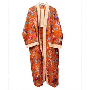 Japanese Style <b>Women's</b> Floral Printed Full Length Long Sleeves Nightgowns with Front Logo 100% Cotton - Product Image 5