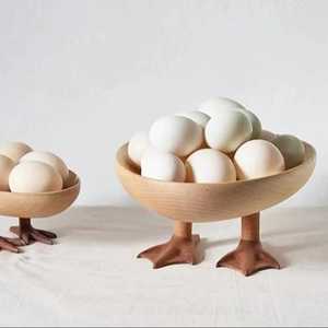 Wooden <b>Egg</b> Bowl with Duck Feet Base Creative <b>Egg</b> Holder <b>Storage</b> Bowl Kitchen Decor <b>Egg</b> Organizer Rustic Display Stand - Product Image 1
