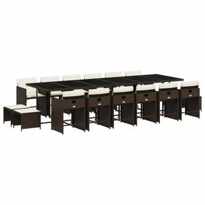 Ensemble de salle à manger de jardin en rotin PE marron pliable pour 16 personnes, 16 places - Product Image 2