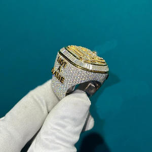 Anillo Champion de Plata de Ley 925 con Baño de Rodio, Clúster Completo de Moissanita, Estilo Hip Hop, Personalizado, Regalo de Aniversario de Bodas - Product Image 5