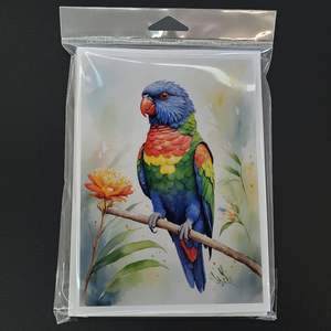 Whimsical A7 Size 5x7 Blank <b>Note</b> <b>Cards</b> Pack of 8 Rainbow Lorikeet <b>Greeting</b> <b>Cards</b> with Envelopes - Product Image 3