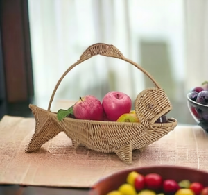 Handwoven Bamboo Rattan Animal Shaped Eco-Friendly Vintage <b>Storage</b> <b>Basket</b> Natural <b>Wicker</b> Handle Beige Color Rustic Design - Product Image 4