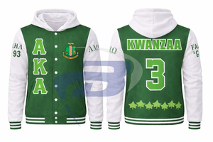 อัลฟ่า |   คาปา |   เสื้อแจ็คเก็ตอัลฟ่า โซโรริตี้ วาร์ซิตี้ คุณภาพสูง ปักลายปักอักษร สำหรับผู้หญิง วิทยาลัย เบสบอล บอมเบอร์ เลตเตอร์แมน เอเคเอ - Product Image 3