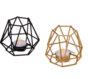 Supports de bougies hexagonaux dorés pour grossistes, en fil de fer métallique personnalisé, parfaits pour la maison, l'hôtellerie et l'usage commercial - Product Image 3