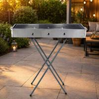 Barbecue pliable et portable avec poignée en bois pour le camping en plein air