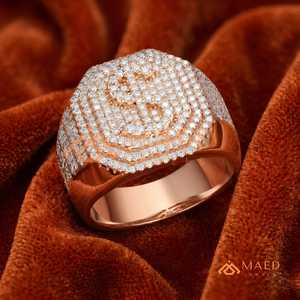 แหวนผู้ชายโรสโกลด์ประดับโมอิสซาไนต์ทรงกลมแบบ Iced Out สไตล์ฮิปฮอป ดีไซน์หรูหรา ของขวัญสำหรับผู้ชาย - Product Image 3