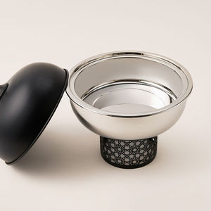 Chauffe-plat en métal haut de gamme noir/argenté pour table, idéal pour les événements et mariages – Plat isotherme pour servir les aliments - Product Image 1