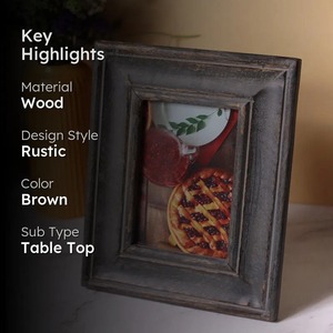 Rustic Wood Photo <b>Frame</b> Rectangular Tabletop Decor Vertical 4x6 Inch Handmade With Leaf Pattern - Product Image 5