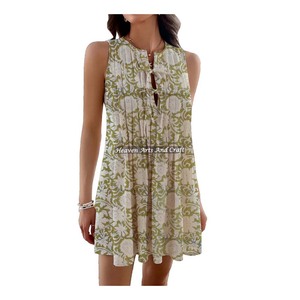 Vestido Boho de Algodón Natural Ecológico con Estampado Artesanal, Estilo Gitano, Talla Grande, Talla Única, Túnica, Top de Verano para Playa, Regalo de la India - Product Image 5