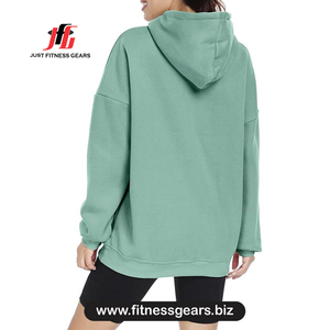 เสื้อฮู้ดดี้โอเวอร์ไซส์สำหรับผู้หญิง สีพื้น แขนยาว ผ้าฝ้ายใยไผ่ ระบายอากาศได้ดี เหมาะสำหรับใส่ในฤดูใบไม้ร่วง - Product Image 2