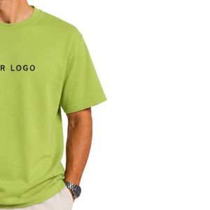 T-shirt vert oversize pour homme, impression de logo personnalisé, coton lourd, streetwear, col rond, manches courtes, coupe décontractée, tee-shirt d'été OEM - Product Image 4