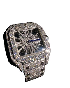 Reloj de negocios de cuarzo completamente automático de lujo 904L Lente de zafiro de acero de precisión Diseño de esqueleto de cuero de diamante natural Antiguo - Product Image 1